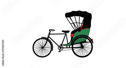 A charming rickshaw illustration with a driver captured in silhouette