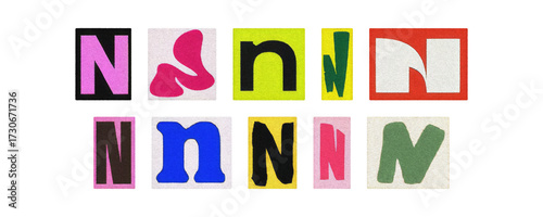 Assorted letter N glyphs, uppercase and lowercase, transparent PNG set
