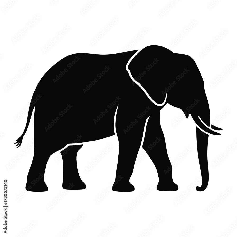 Fototapeta premium Silhouette of a majestic african elephant with tusks