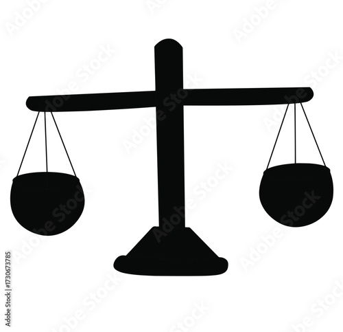 Cute cartoon hand drawn vector Balance scale silhouette.