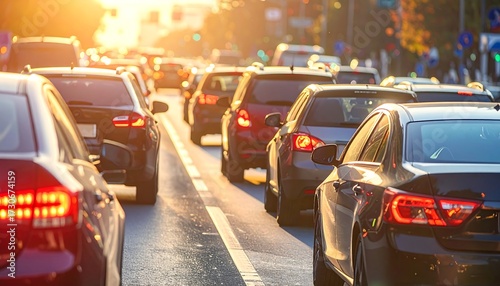 City street traffic jam at sunset (2)