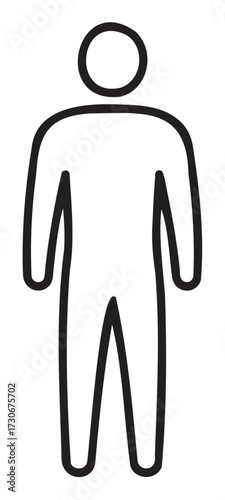 Simple black outline of human figure on white background - stock vector