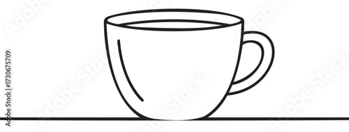 Minimalist black and white line art of a coffee cup - stock vector