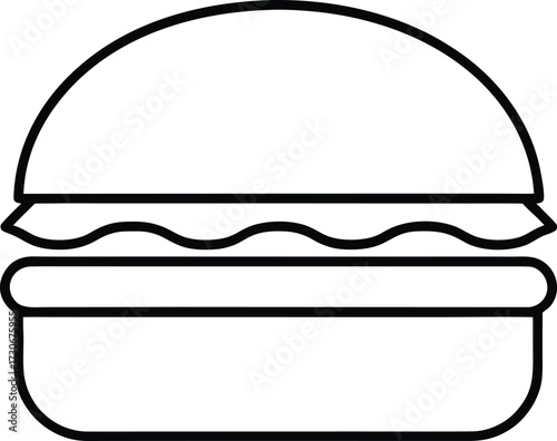 Simple black and white outline illustration of a classic hamburger icon