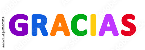 Fényképezés GRACIAS - thank you text in spanish language, colorful letters - vector