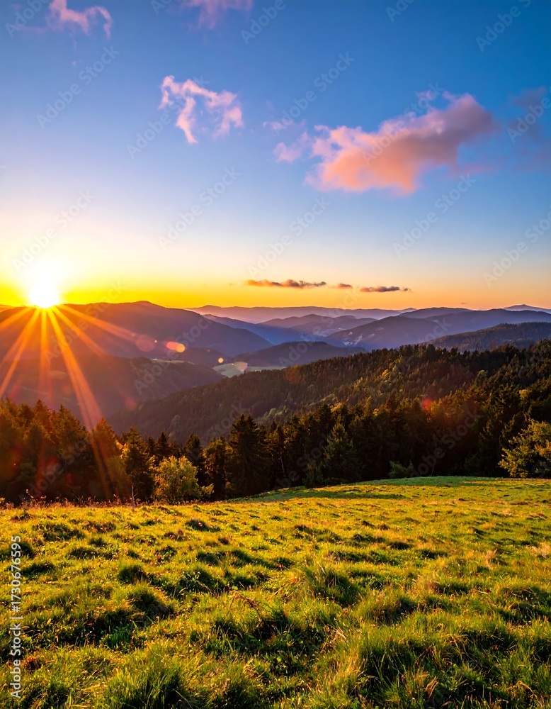 Obraz premium Scenic sunset over hills