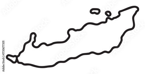 Outline map of borneo island contour with smooth, simplified borders - stock vector