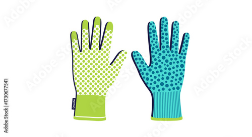 A pair of colorful gardening gloves designed for comfortable and safe outdoor work.