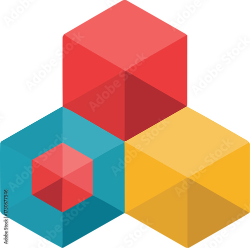 Vector art of abstract geometric shapes forming a structure, infographic background