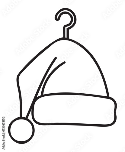 Santa hat outline with hanger hook for christmas holiday design - stock vector