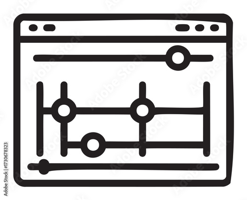 Abstract interface with slider and grid elements for digital adjustments - stock vector