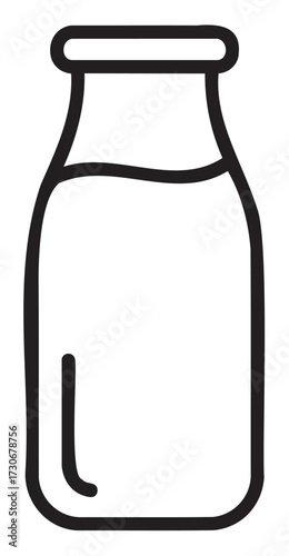 Monochrome outline of milk bottle with simple design - stock vector