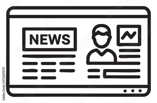 Online news portal interface with user icon and graph - stock vector