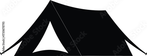 Camping Tent Silhouette, Camping Vector Icon, Outdoor Tent Silhouette, Minimalist Camping Tent Silhouette - Outdoor Recreation and Adventure Travel Symbol