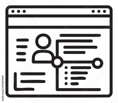 Simplified icon of user profile interface in web browser window - stock vector
