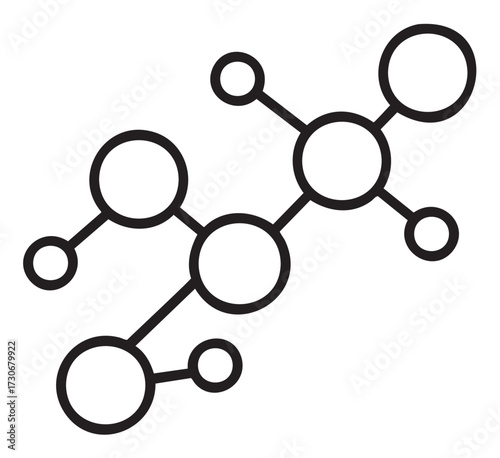 Molecular structure diagram with interconnected spheres on white background - stock vector