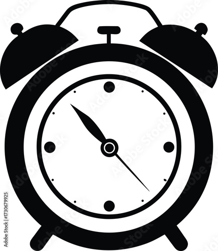 Alarm Clock Silhouette, Black Alarm Clock Silhouette, Minimalist Clock Silhouette - Time, Deadline, and Schedule Symbol for Web and Print