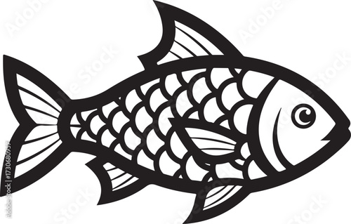 Stylized Fish Illustration animal sea life