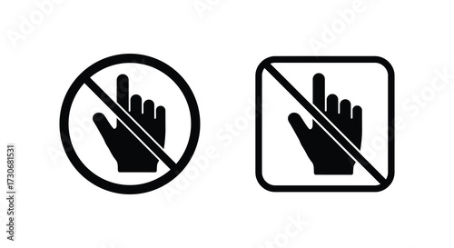 Prohibited hand gestures within a circle and square a warning silhouette