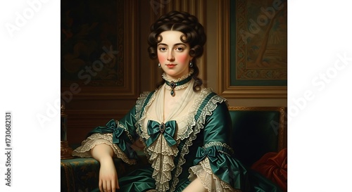 Portrait of a Lady in a Green Dress.