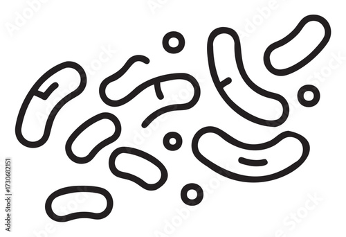 Black and white bacteria icon illustration on white background - stock vector