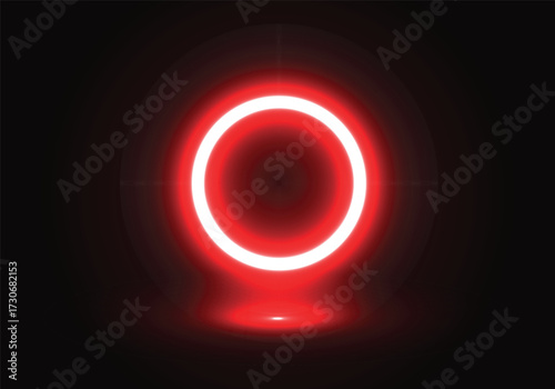 Glowing Red Ring Symbol on Dark Background With Subtle Light Effects Keywords: circle, ring, red, glowing