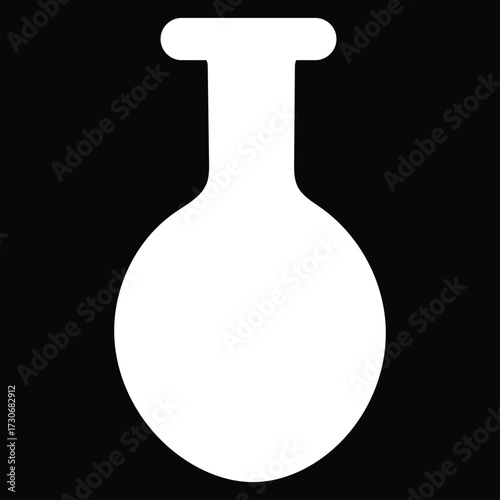 White outline of a laboratory flask on a black background Keywords: flask, beaker, laboratory, science