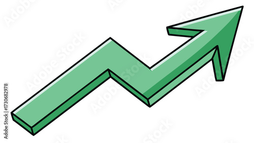 Green upward trending arrow growth increase