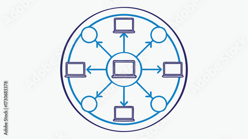 Network Diagram with Laptops and Circles technology