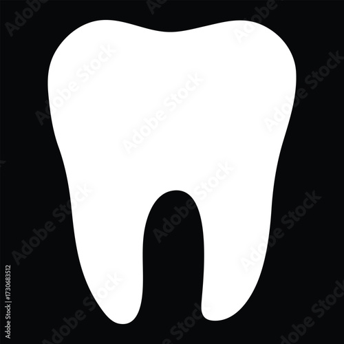 White Silhouette Of A Human Tooth On A Black Background teeth dental