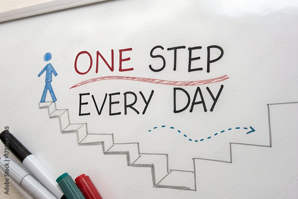Naklejka premium Illustration depicting one step every day toward upward progress