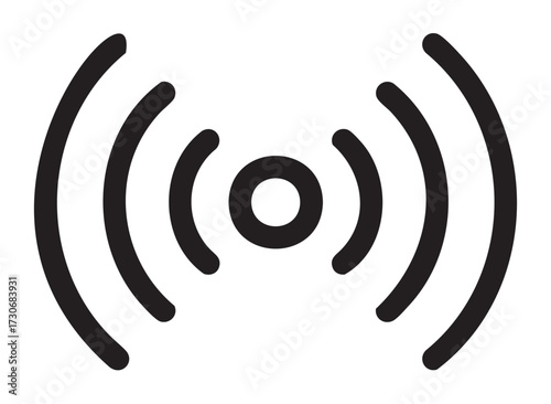 Black radio wave icon symbolizing signal and communication - stock vector