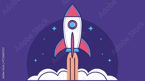 Rocket Launching with Stars and Clouds space spaceship