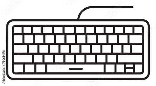 Minimalist black wired keyboard with outline design - stock vector