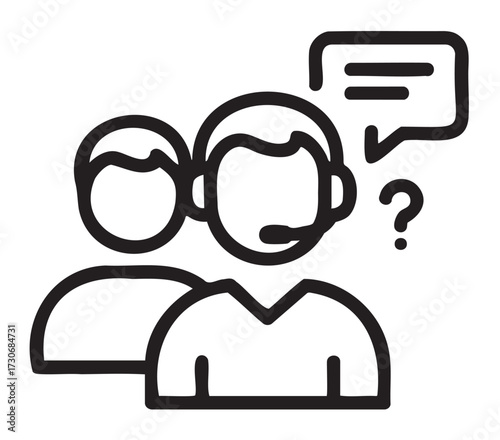 Customer support icon with headset and chat bubble - stock vector