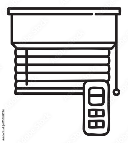 Remote controlled window blinds icon design with cordless feature - stock vector