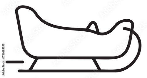Minimalist black and white outline of classic winter sled - stock vector