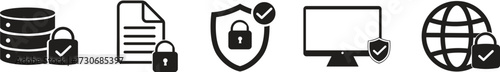 Set of Data, File, Network, and Device Security Icons . Cyber Security Icons .
