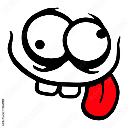 Weird Crazy Stick Out Tongue Face Funny Silly Comic Cartoon