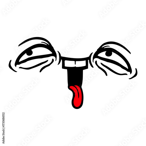 Weird Crazy Stick Out Tongue Face Funny Silly Comic Cartoon