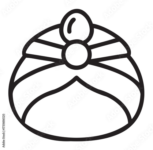 Outline of traditional royal turban with gemstone embellishment - stock vector