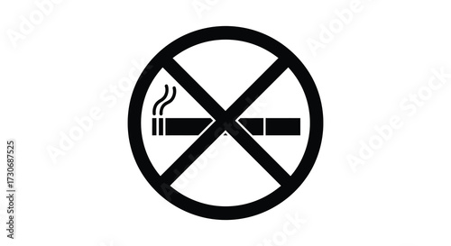 Black circle with crossed cigarette a universal no smoking sign silhouette