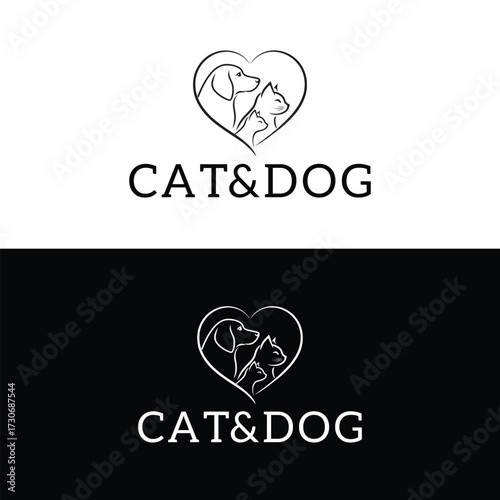 Cat and dog logo for the business symbol.
