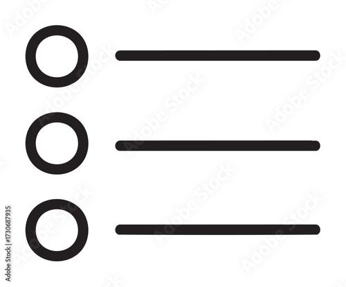 Free Download Minimalist black and white bullet point list icon with three circles and lines - stock vector - GFXLoad