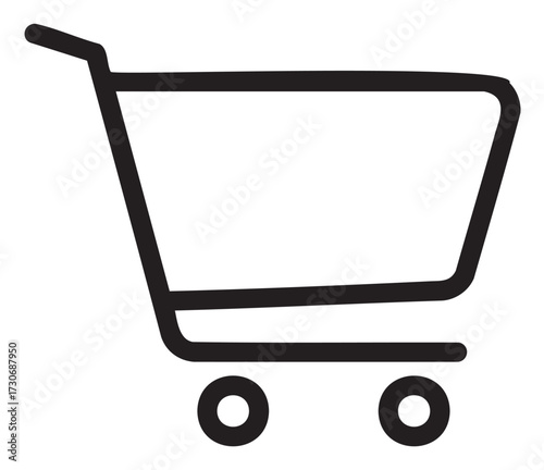 Minimalist shopping cart icon design in black and white outline style - stock vector