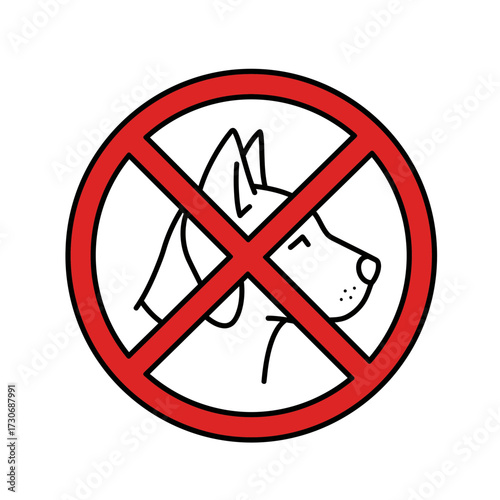 No Dogs Allowed Sign – Red Circle Crossed Out Dog Silhouette