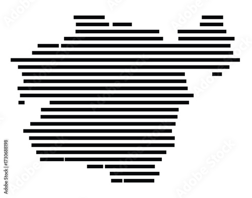 Symbol Map of the city Regen (Bayern, Germany) showing the area of the city with just a few black horizontal lines