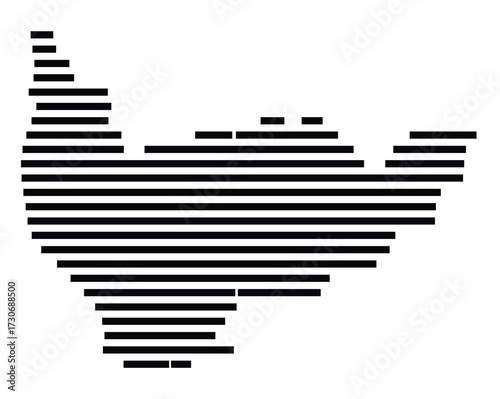Symbol Map of the city Stephanskirchen (Bayern, Germany) showing the area of the city with just a few black horizontal lines