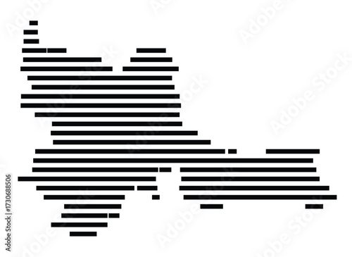 Symbol Map of the city Vilshofen an der Donau (Bayern, Germany) showing the area of the city with just a few black horizontal lines