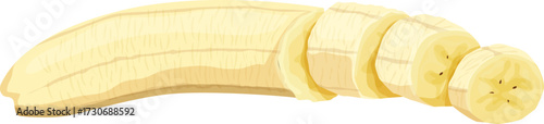 illustration of a ripe banana with banana slices